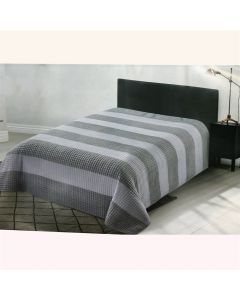 Bedspread, double, fabric: 100% non-glue polyester (120 gsm), front: 100% cotton and polyester (130 gsm); reverse: 100% cotton (70 gsm) enzyme wash, grey, 220×240 cm