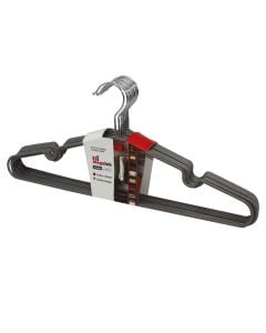 Clothes hanger, set of 10 pcs, MEGATEK, metallic (pvc coated), grey, 40.5x0.4xH17.5 cm