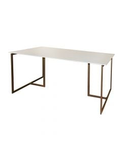Dining table, metallic structure (golden color), tempered glass 10mm, 150x90xH75 cm