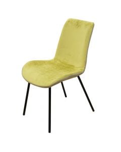 Dining chair, metallic structure (black color), fabric seat and back, yellow/beige, 49.5x60.5xH84 cm