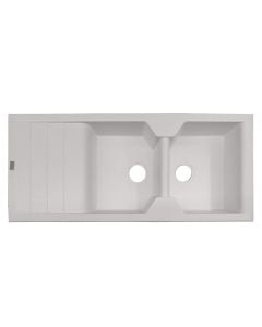 Lavapjatë, 2 gropa, majtas / djathtas, VICTORIA, e bardhë, 116x50xH21 cm