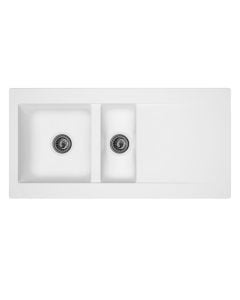 Sink, 2 bowls, left / right, EINNA, white, 100x50xH20 cm