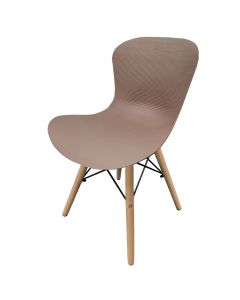 Dining chair, wooden structure, pp seat, dark camel, 54x46xH74 cm