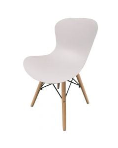 Dining chair, wooden structure, pp seat, white, 54x46xH74 cm