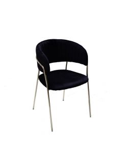 Chair, metallic structure (golden), textile velvet upholstery, black, 52x50xH80 cm