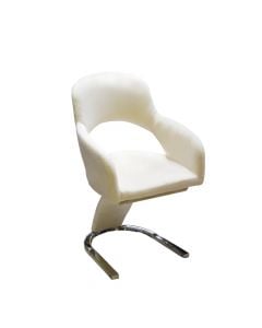 Chair, metallic structure (silver), textile velvet upholstery, cream, 52x55xH89 cm