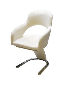 Chair, metallic structure (silver), textile velvet upholstery, cream, 52x55xH89 cm
