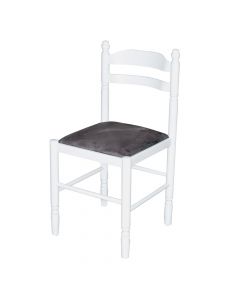 Dining chair, wooden structure (white), textile upholstery (brown), 43x43xH86 cm