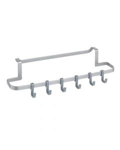 Hanging bar, Galileo, polytherm® coating, grey, 6-hooks, 30x5xH6 cm