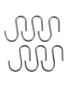 S-hooks, Lonardo, 6 pcs, chromed steel, silver, 6.5 cm