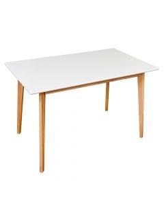 Dining table, pine legs, mdf and melamine tabletop (18mm), white, 120x70xH75 cm