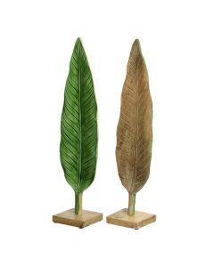Decorative leaf, wood, natural, 15x13xH63cm
