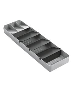 Adjustable cutlery holder, Uni-fit, pp, with non-slip feets, grey, 39/49x15H6 cm