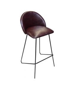 Bar stool, metallic structure (black), pu cover on seat (brown), 54x51xH99 cm