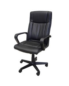 Office chair, nylon structure (black), pu+pvc upholstery (black), 62.5x66xH103-114 cm