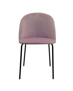 Dining chair, iron tube (black), velvet cover, polyester, pink, 53x50xH81 cm