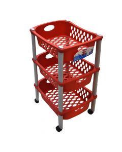 Trolley, 3-shelves, Otello, plastic, red, 30x40xH70 cm