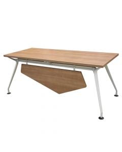 Office desk, aluminium frame (white), melamine tabletop, oak, 160x75xH75 cm