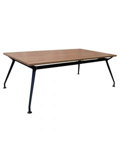 Tavolinë mbledhje, strukturë alumini (zezë), syprinë melamine, lisi, 210x110xH75 cm
