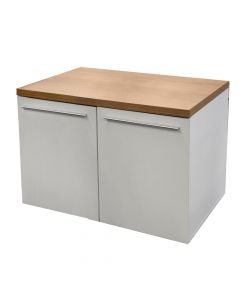 Komodinë tavolinë zyre, 2 kapakë, lisi/e bardhë, 75x50xH56 cm