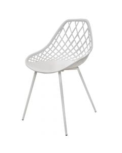 Dining chair, metal structure, pp seat, white, 49x55xH84 cm