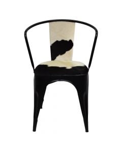 Chair, metal frame, leather seat, white/black, 53x44xH85 cm
