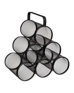 Mbajtëse shishe vere, për 6 shishe, metalike, zezë, 28x18.5xH30 cm