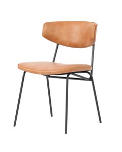 Chair, metal frame (black), PU covering and foam and plywood, brown, 47x47xH77 cm