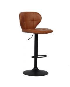 Bar stool, metal frame (black), pu upholstery, dark brown, 46x41xH108 cm