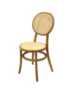 Chair, wooden frame (natural), rattan back and seat, natural, 40x40xH88.5 cm