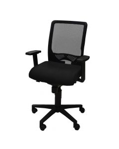 Office chair, black frame, adjustable arms, meshed back, textile upholstery, black, 66x54xH98/108 cm
