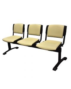 Conference/auditor chair, metal frame, PU seat, beige, 160x60xH80 cm