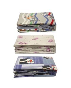 Çarçaf set, tek, fanellatë, shumëngjyrëshe, 165x240 cm; 90x190+25 cm (me llastik); (50x80 cm (x1))