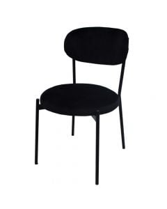 Dining chair, metal frame (black), velvet upholstery, black, 46x55xH79 cm
