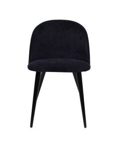 Chair, wooden frame, black, textile upholstery, blue, 47x55.5xH78 cm