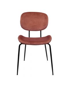 Chair, metal frame, black, velvet upholstery, pink, 57x62.5xH85.5 cm