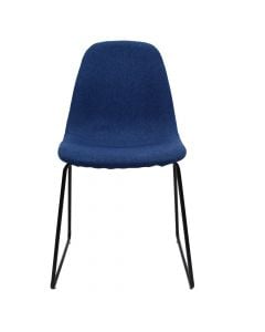 Chair, metal frame, black, textile upholstery, dark blue, 57x50xH89 cm