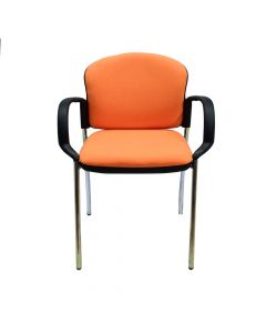 Static chair, metal frame, textile back, textile seat, orange, 44x42xH80 cm