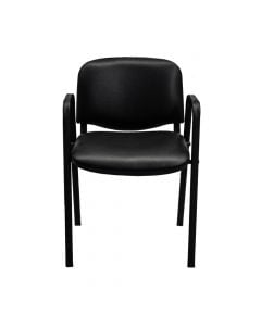 Static chair, metal frame, pu back, pu seat, black, 46x40xH80 cm