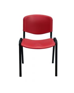 Static chair, metal frame, plastic back, plastic seat, red, 45x34xH79 cm