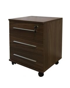 Office desk drawer, 3 drawers, 1 with lock, melamine frame, american walnut, 45x41xH58 cm