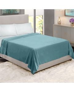 Straight double bed linen, Jolie, cotton, blue stone, 240x240 cm