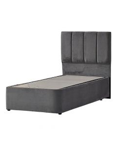 Bed, single, storage place, Madrid, wooden/metal frame, textile upholstery, grey, 90x200xH118 cm