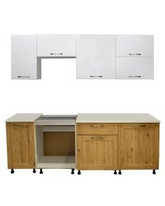 Kitchen, San Marino, with worktop, melamine, oak/white, 220 cm