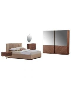 Bedroom set, Leda, melamine, walnut, 251x69xH225 cm