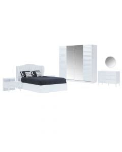 Dhomë gjumi set, Bolera, melaminë, e bardhë, 248x68xH220 cm