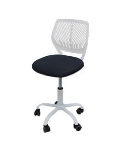 Office chair, metal structure (white), nylon castor, textile seat (grey), PP back (grey), 44x40xH74-86 cm