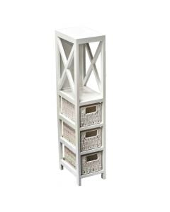 Multifunctional cabinet, mdf, with 3 wicker baskets, white, 17x24x82 cm