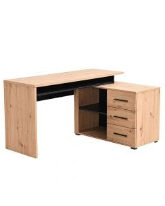 Computer desk, Arhimed, melamine frame, melamine tabletop, artisan oak, black, 137.5x101.5xH75 cm