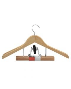 Suit hanger, set of 2 pcs, wooden, with clips & notches